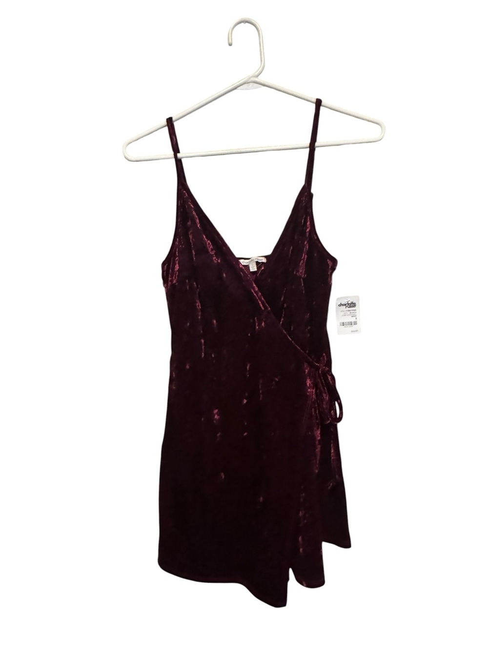 Charlotte‎ Russe Burgundy Velvet Wrap Romper